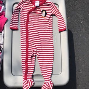 Red and white striped onesie